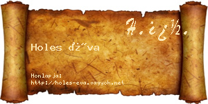 Holes Éva névjegykártya